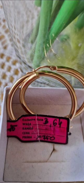 Kolczyki złote kółka, 18 karatów, pr.750, waga 3,64 gr NOWE z metką!