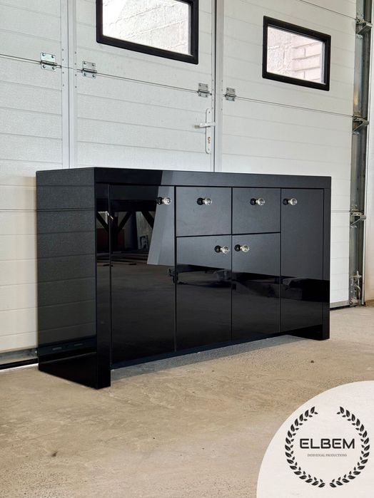 Szklana czarna Komoda Glamour