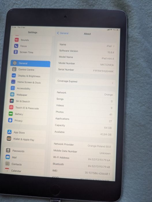 Ipad mini 4 64 gb lte zarezerwowane