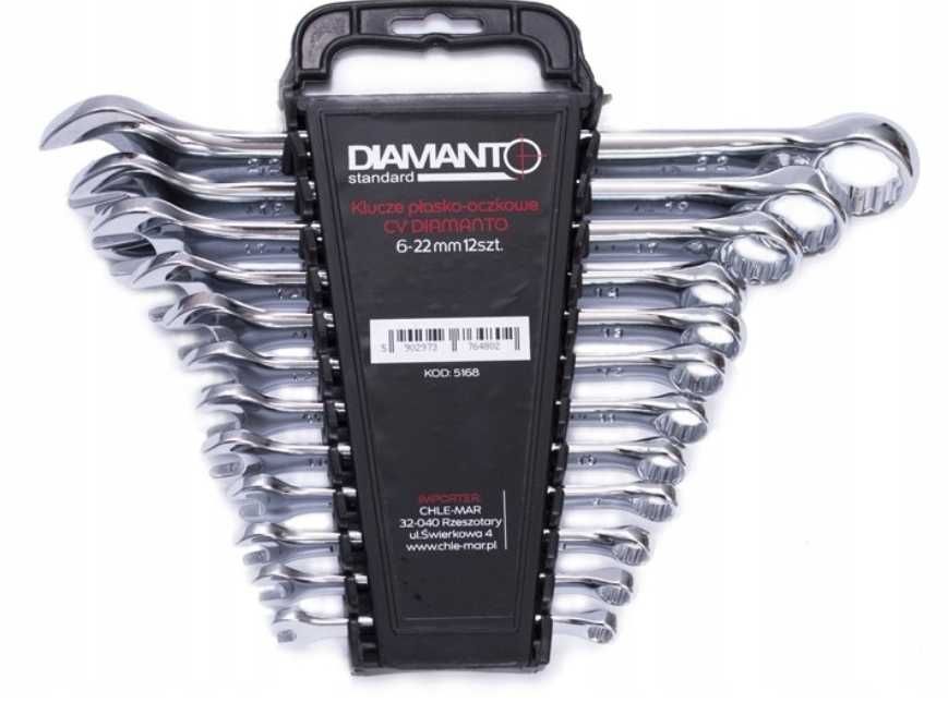 DUZY ZESTAW Kluczy klucze płasko - oczkowe CV 6 - 22mm 12szt