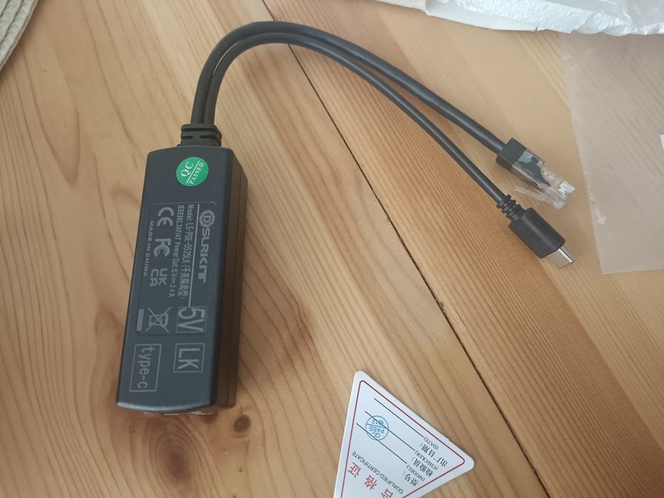 DSLRKIT Gigabit USB typu C aktywny rozdzielacz PoE 48 V do 5 V
