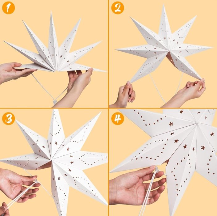 2szt Papierowe świecące gwiazdy do zawieszenia