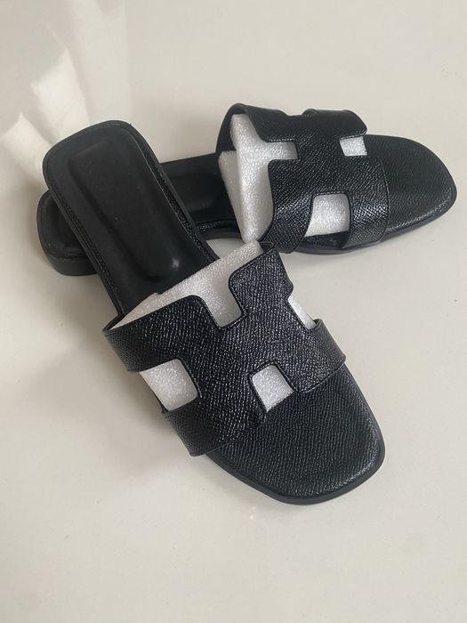 Шлепки HERMES кожа