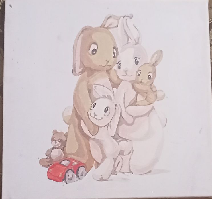 Картина "сім'я зайчиків" вже готова, годиться для переробки