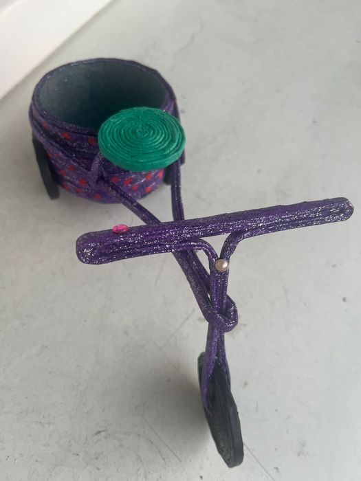 Rowerek z wikliny papierowej-rękodzieło.