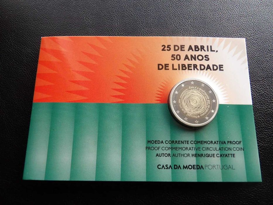 2€ Proof 50 Anos 25 de Abril 2 moedas Unc do Luxemburgo 2020 e 2020