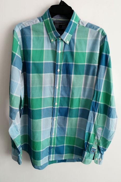 Tommy Hilfiger koszula w kratkę męska logowana slim fit M