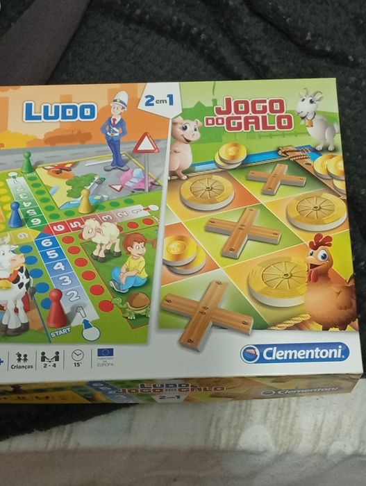 Jogo 2 em 1 Ludo e Jogo do Galo completo em caixa