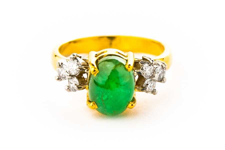 Złoty Pierścionek - 14K - 3,95g - SZMARAGD - DIAMENTY - Kraków