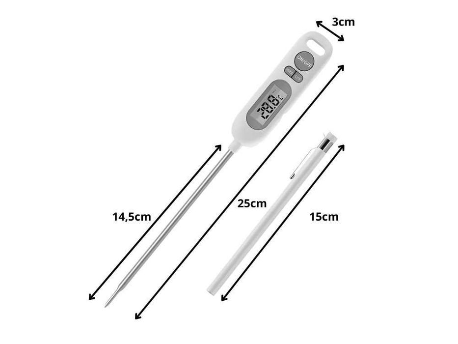 Wodoodporny termometr do mięsa LCD sonda 14,5 cm kuchenny