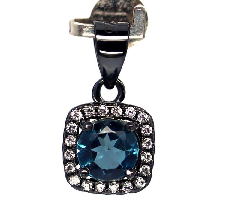 Wisiorek srebro 925 Naturalny London Topaz Czarny Rod