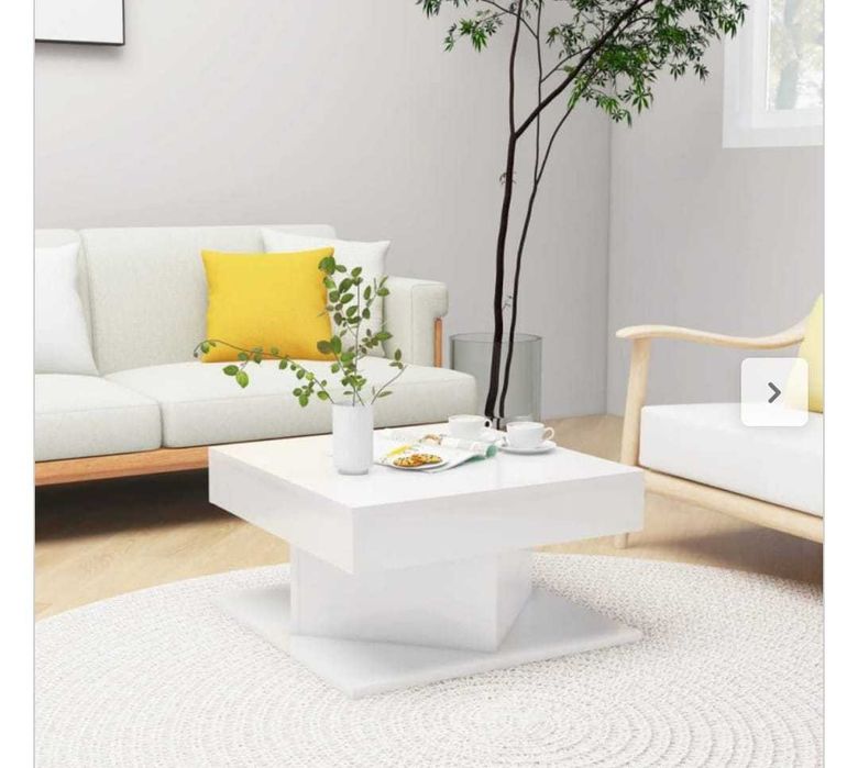 Mesa de centro 57x57x30 cm contraplacado branco brilhante