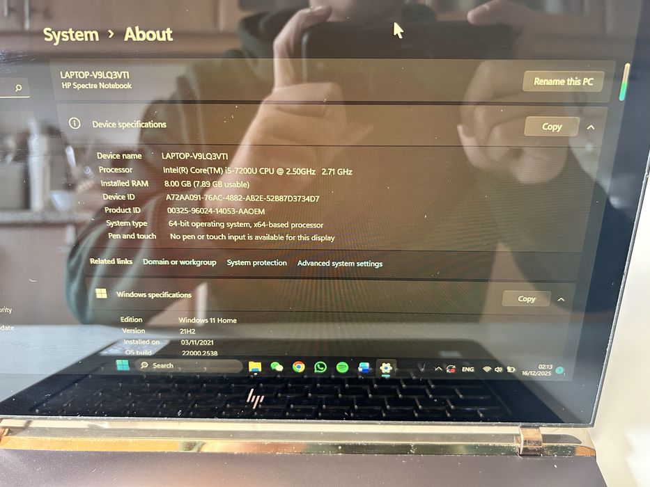 HP Spectre 13 | i5‑7200U | 8GB RAM | 256GB SSD