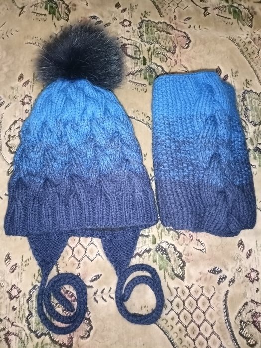 Зимний набор шапка и хомут на 3 года