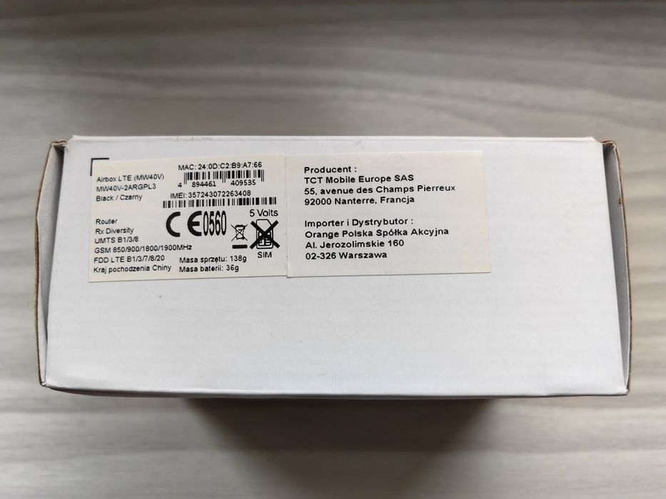 Router mobilny 4G LTE MW40V nie używany