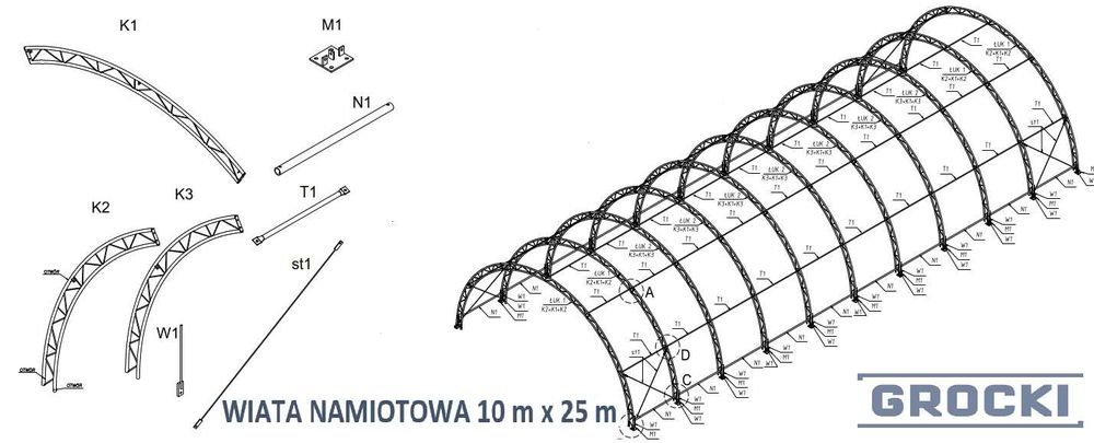 Hala wiata namiotowa 10×25 m – baloty słoma byki krowy cielaki konie