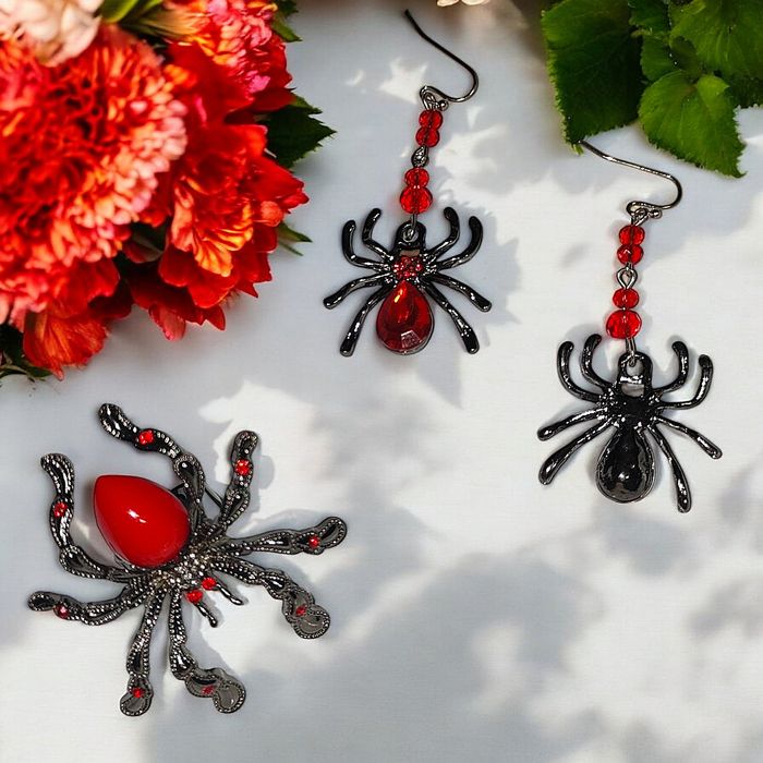 Pająki,Pierścionek,Kolczyki,Biżuteria,Kamienie,Walentynki,Kobieta