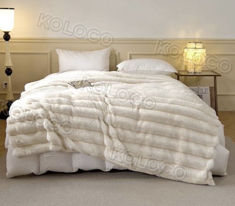 Акція 3 дні!Шикарное Покривало плед Королівська Шиншила кролик смужка