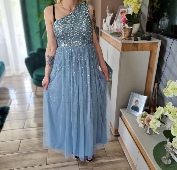 Maya deluxe cekiny tiul  nowa ML niebieska