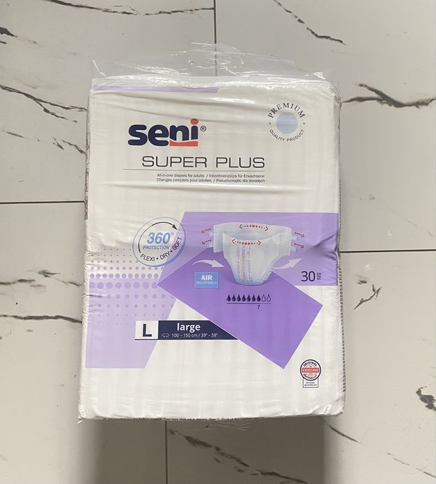 2x paczka pieluchy dla seniora rozmiar L Seni super plus  30 szt w opakowaniy