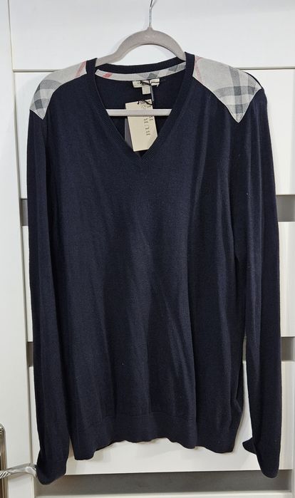 Burberry sweter granat wełna L 100% oryg nr seryjny piękny prezent