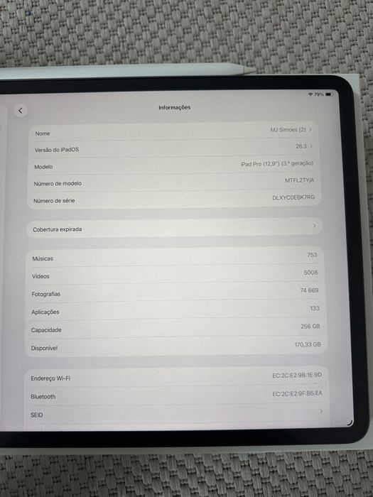 Ipad Pro 12,9’ 256GB Wi-fi 3ª Geração