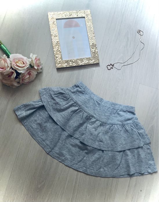 Letnia szara bawełniana spodniczka 116 H&M basic falbanki
