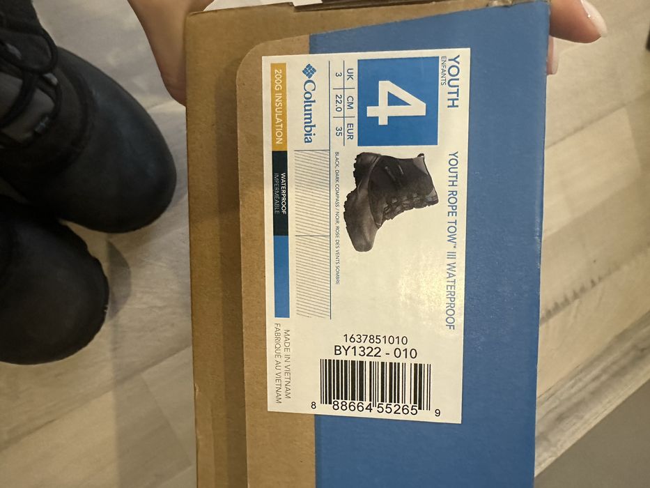 Зимові черевики columbia youth rope tow waterproof 35 розмір