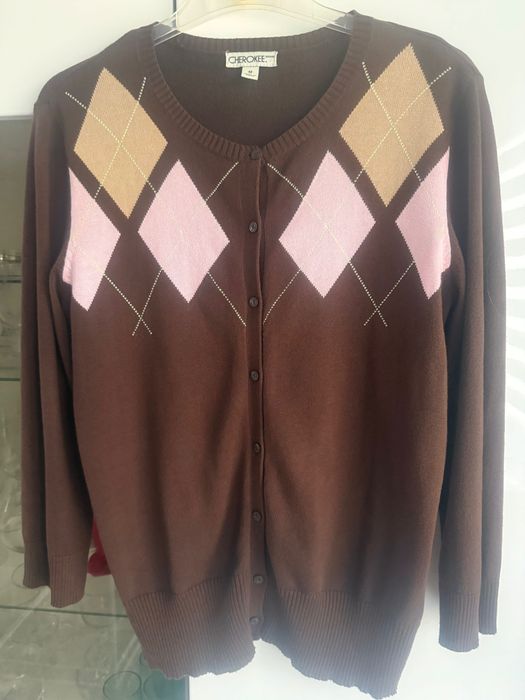 Sweter brązowy w romby 100% bawełna
