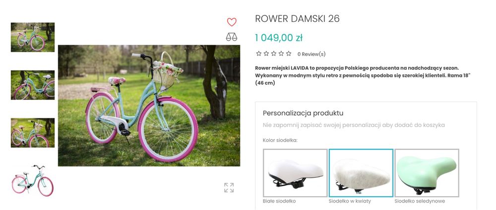 Rower damski 26 cali ( damka, nowy nieudany prezent, komunia)