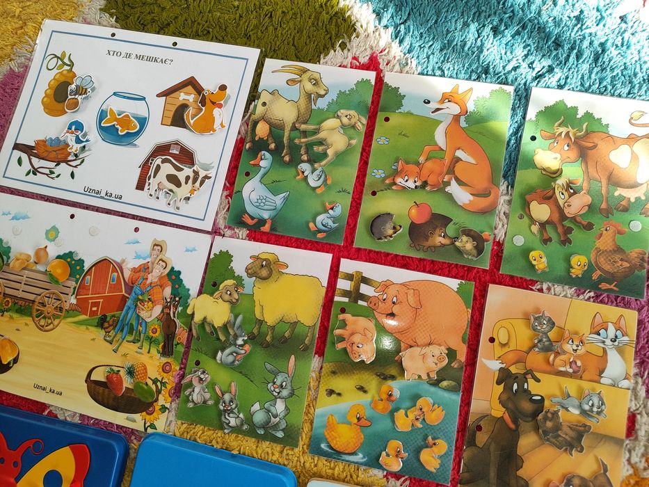 Набір ігри розвивальні для малюків пазли липучки вкладиші дерев'яні