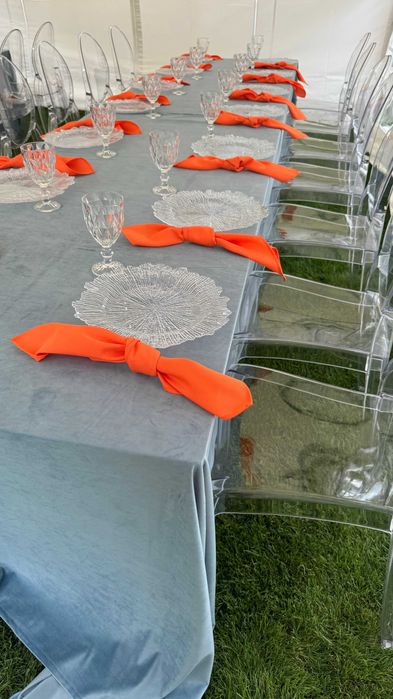 Wynajem welurowych obrusów weselnych i ślubnych - okrągłe, prostokątne