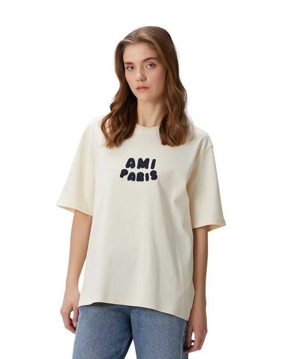 Футболка AMI Paris Patch T-Shirt White Cream