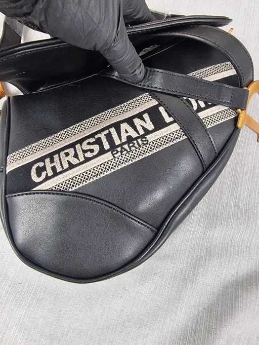 Torebka damska siodło Christian Dior czarna skórzana