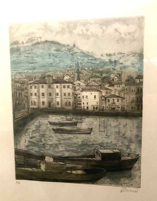 Serigrafia "vista de porto de mar." Provávelmente David Fleming
