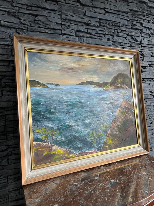 Obraz olejny malowany na płótnie morze rzeka pejzaż i 1967 r