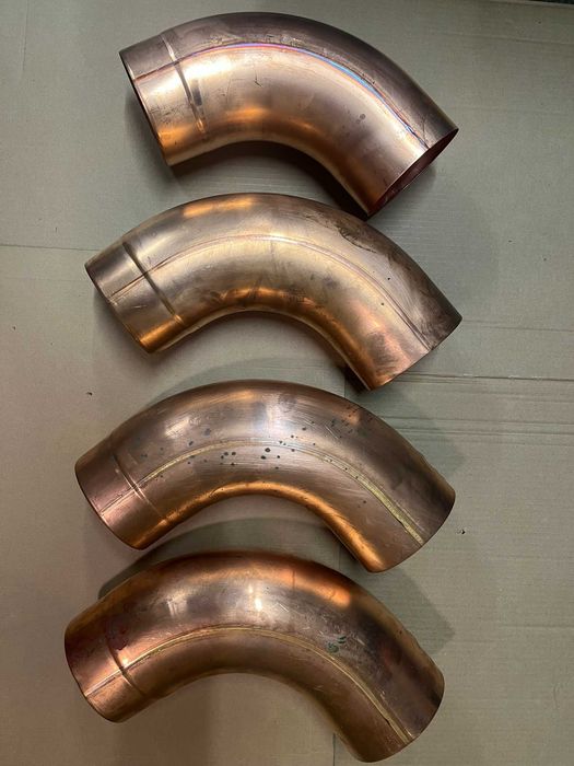 Miedziane kolano rury spustowej rynny GRÖMO 120mm, 85st, 72st