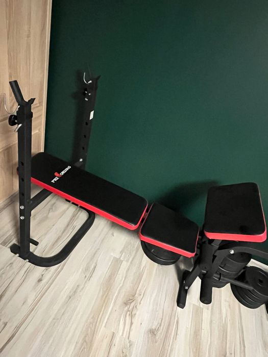 Zestaw kulturystyczny ławeczka modlitewnik 4 gryfy 90kg obciążenia