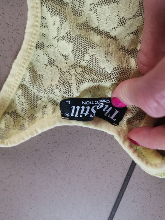 Koronkowy zolty top bokserka tank top 36