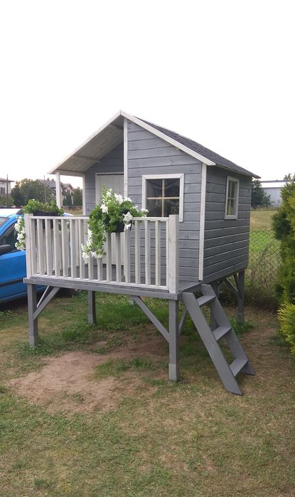 Domek drewniany dla dzieci do ogrodu, zjeżdżalnia GRATIS, polecam.