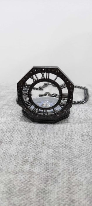 Relógio de Bolso Esqueleto Steampunk Hexagonal Azulão – Vintage