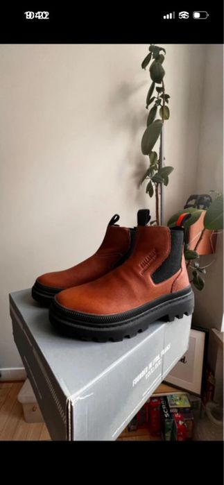 Skórzane botki Palladium brązowe 38 stan idealny