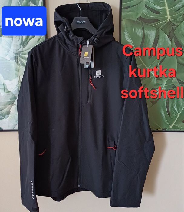 Kurtka softshell Campus, Kurtka męska z kapturem czarna XXL