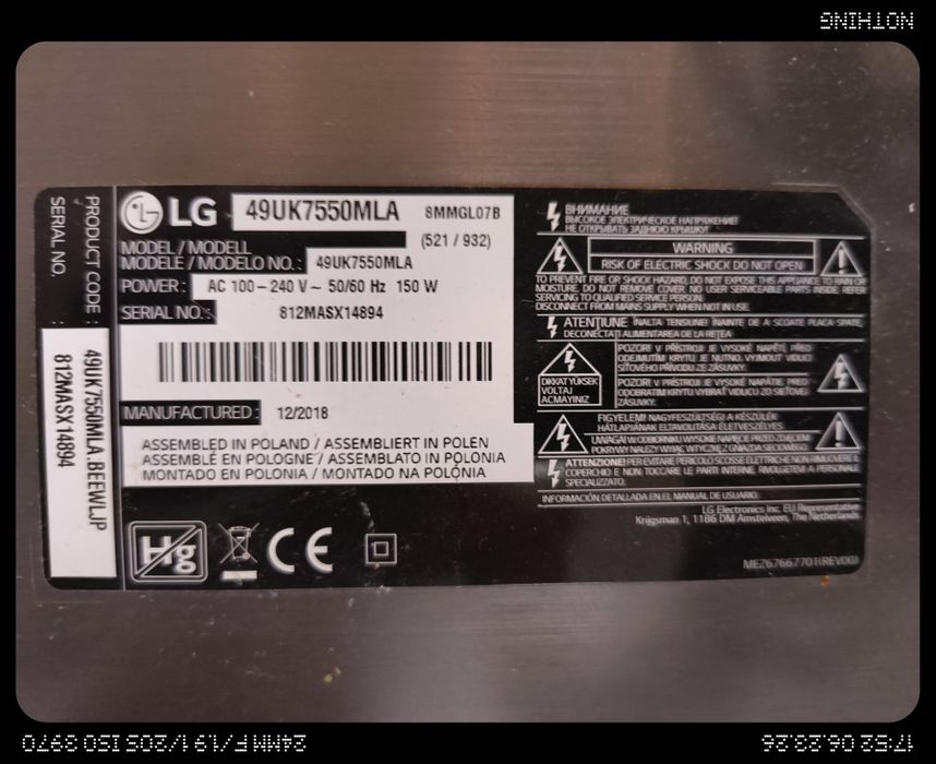 Телевізор 49" 4K LG 49UK7550MLA (потребує заміни матриці)
