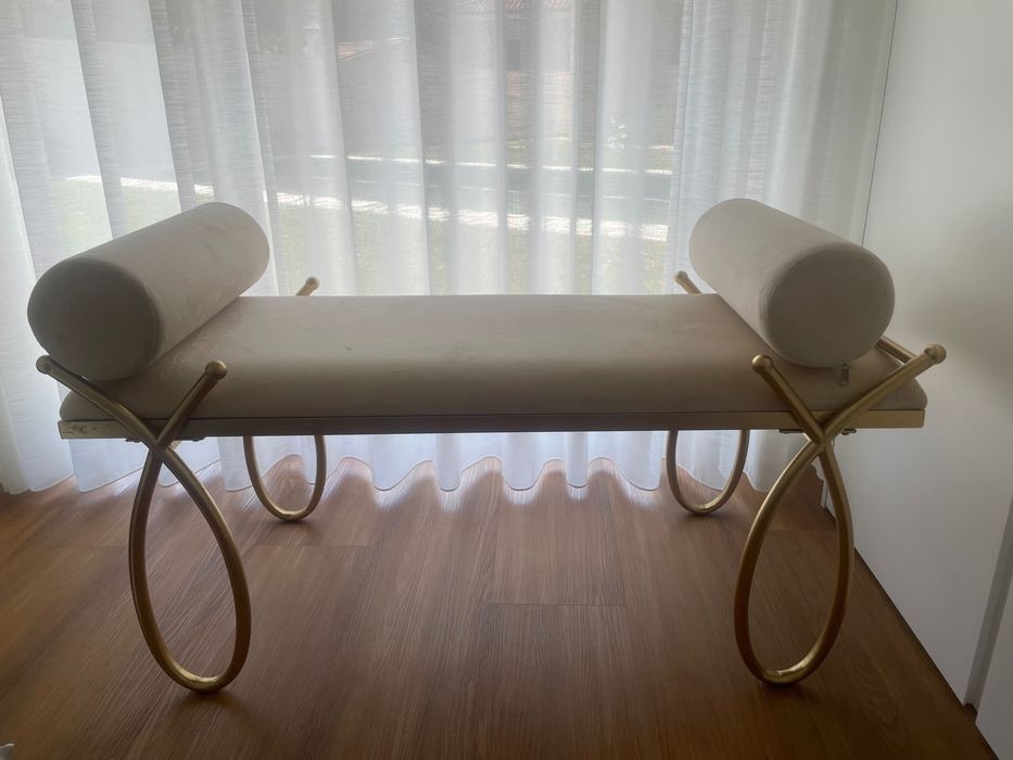 Banqueta veludo beje