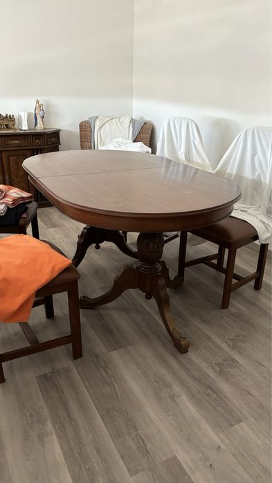 Mesa redonda madeira extensível vintage