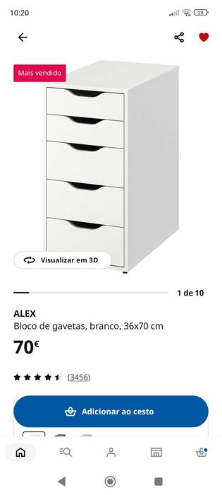 Bloco de 5 gavetas Alex IKEA