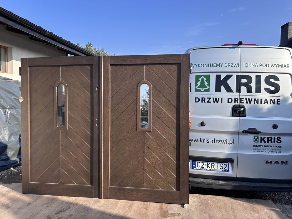 Drzwi garażowe drewniane OD RĘKI brama Ocieplana 75mm  Cała Polska