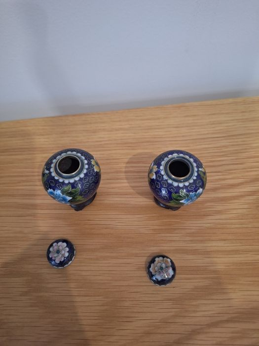 Conjunto de 3 Miniaturas Cloisonné