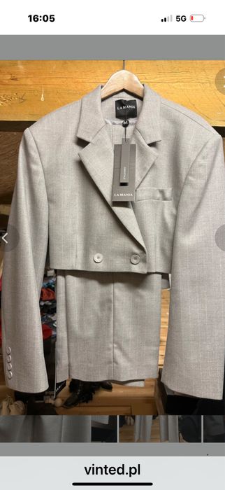 Garnitur La Mania szary/biały prążek roz. 38